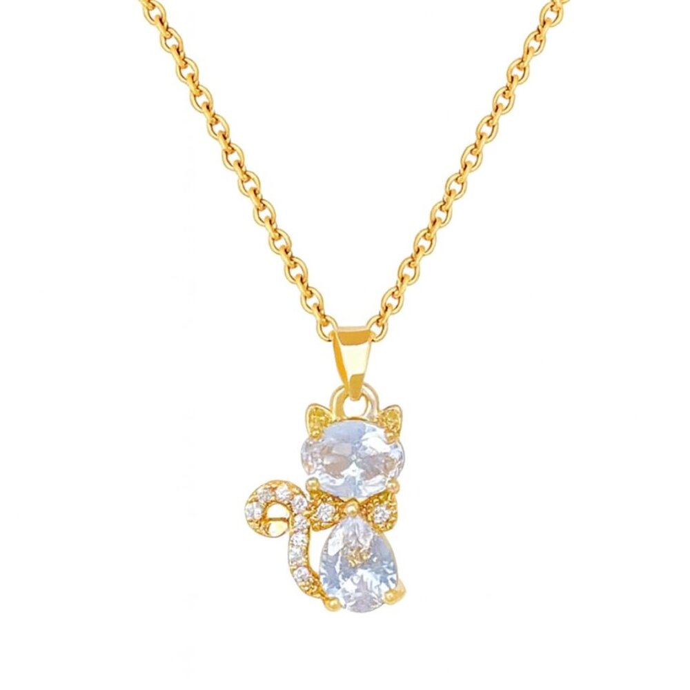Women Inlaid Rhinestone Cat Fashion Light Luxury Style Elegant Necklace